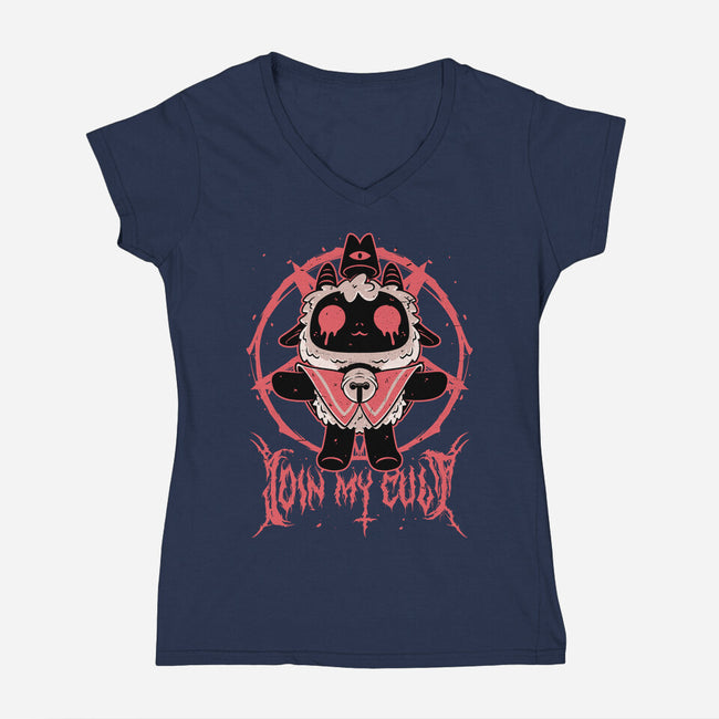 Demon Lamb Lord-Womens-V-Neck-Tee-Studio Mootant
