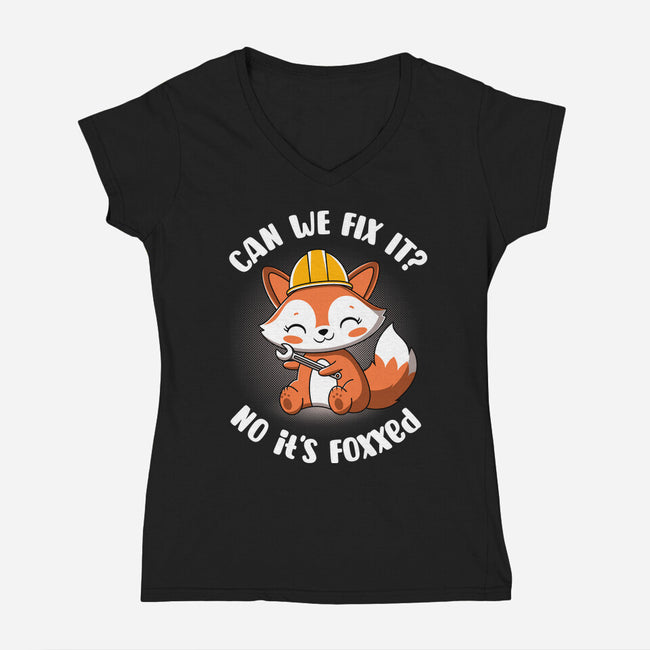 Can We Fix It Fox-Womens-V-Neck-Tee-rocketman_art