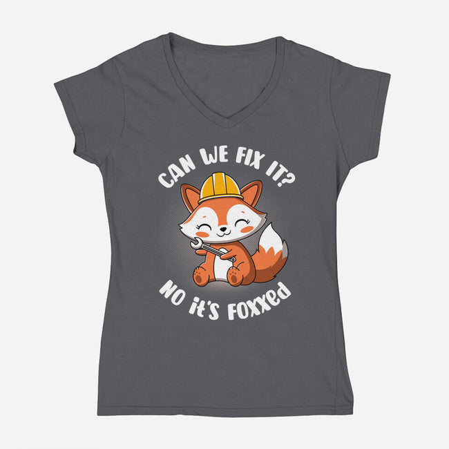 Can We Fix It Fox-Womens-V-Neck-Tee-rocketman_art