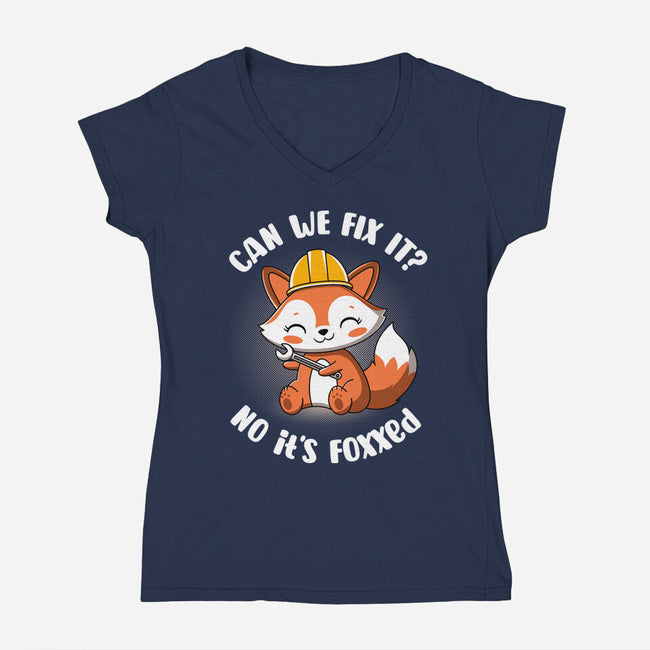 Can We Fix It Fox-Womens-V-Neck-Tee-rocketman_art