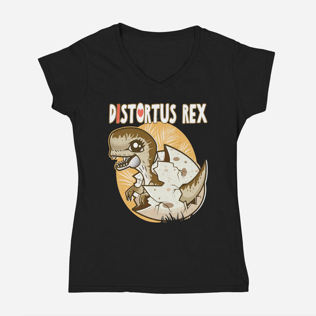 I Heart Distortus Rex-Womens-V-Neck-Tee-palmstreet