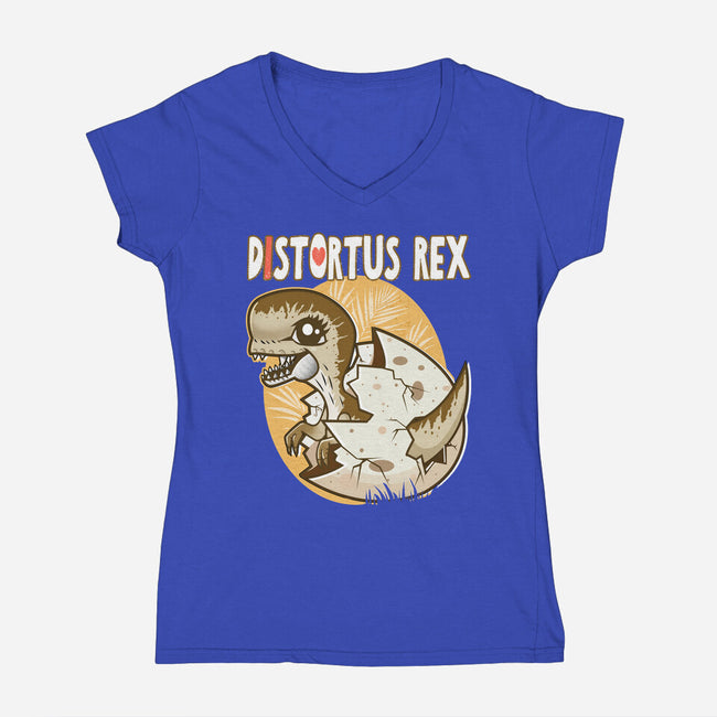 I Heart Distortus Rex-Womens-V-Neck-Tee-palmstreet