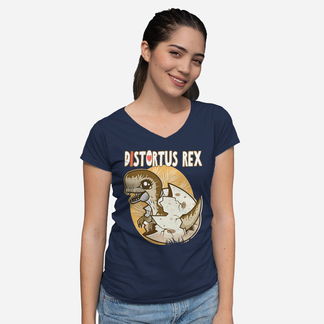 I Heart Distortus Rex-Womens-V-Neck-Tee-palmstreet