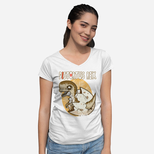 I Heart Distortus Rex-Womens-V-Neck-Tee-palmstreet