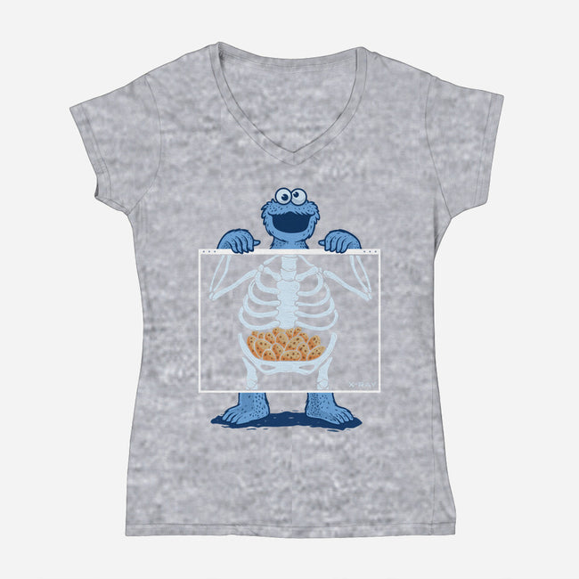 Cookie Anatomy X-ray-Womens-V-Neck-Tee-erion_designs