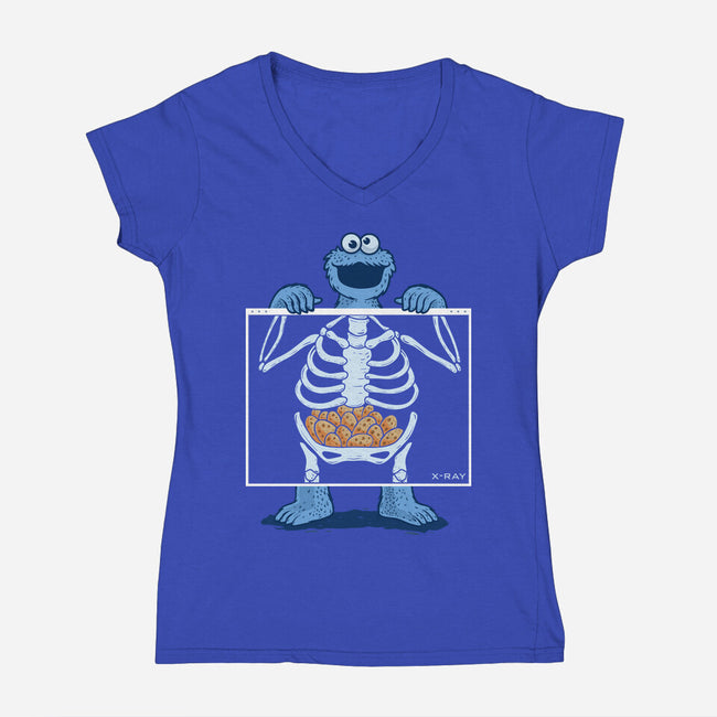 Cookie Anatomy X-ray-Womens-V-Neck-Tee-erion_designs