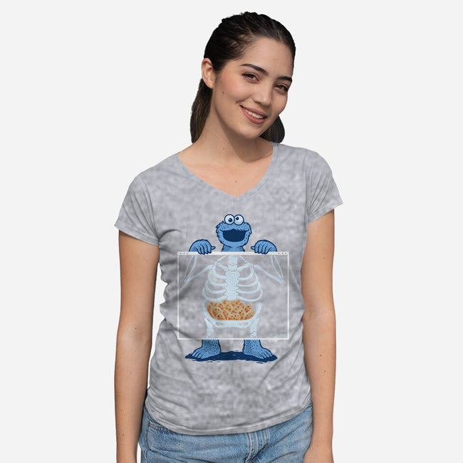 Cookie Anatomy X-ray-Womens-V-Neck-Tee-erion_designs