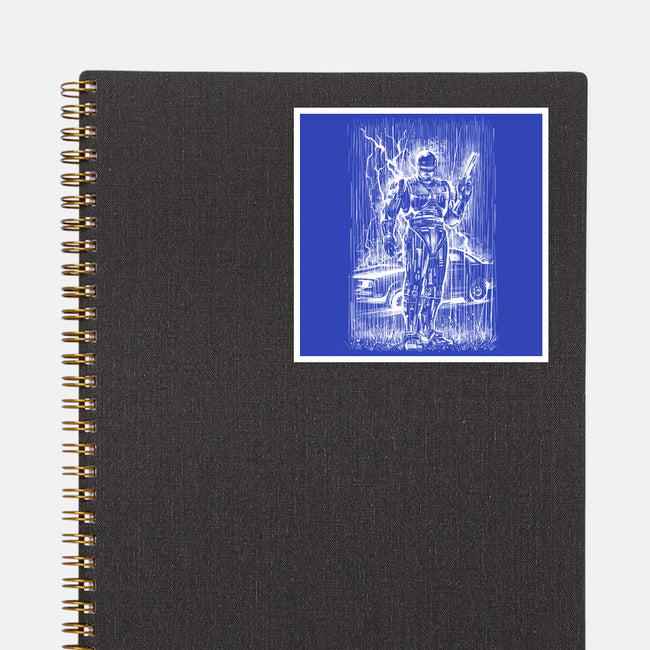 Cop Under The Rain-None-Glossy-Sticker-zascanauta