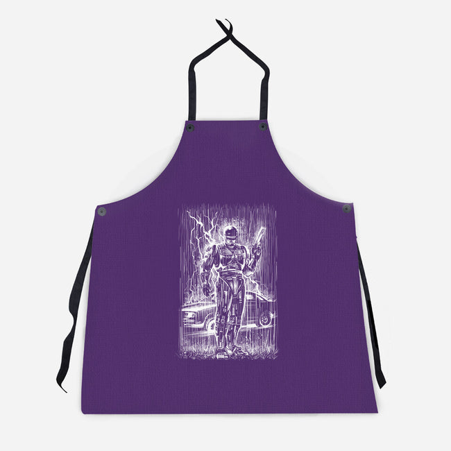 Cop Under The Rain-Unisex-Kitchen-Apron-zascanauta
