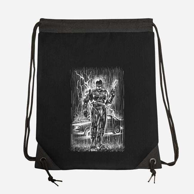 Cop Under The Rain-None-Drawstring-Bag-zascanauta