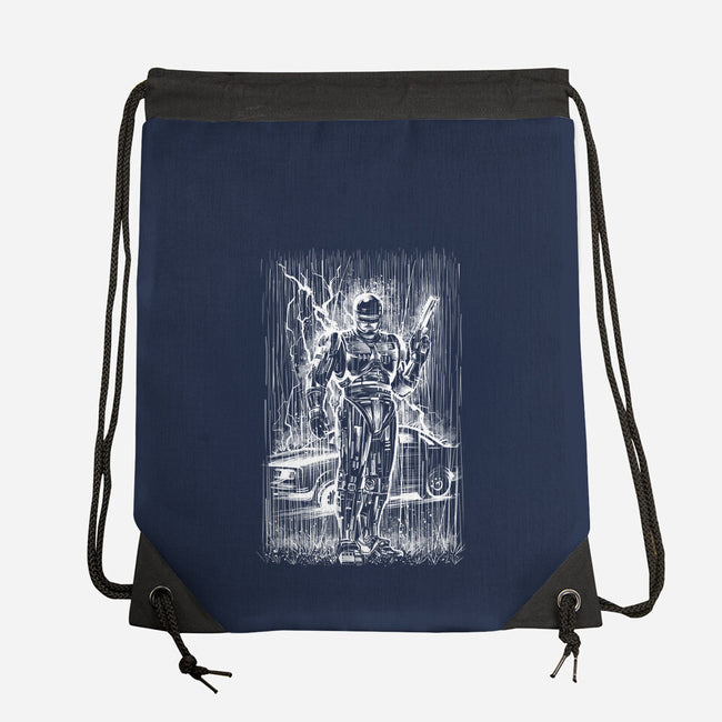 Cop Under The Rain-None-Drawstring-Bag-zascanauta