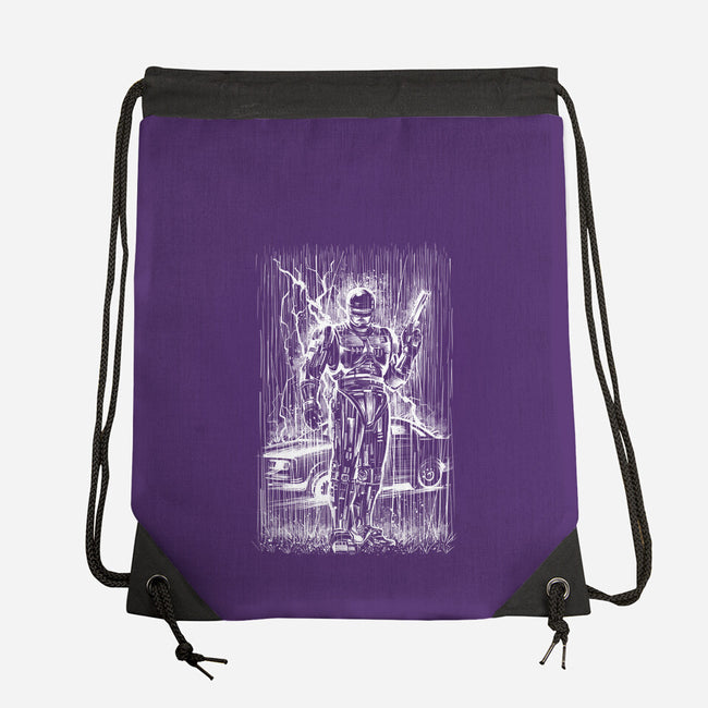Cop Under The Rain-None-Drawstring-Bag-zascanauta