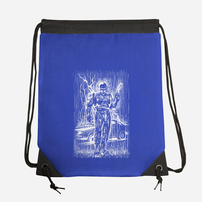 Cop Under The Rain-None-Drawstring-Bag-zascanauta