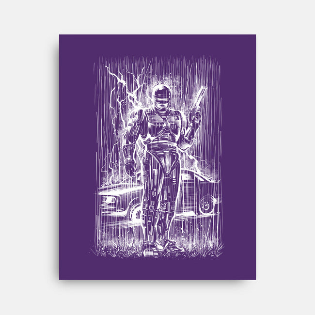 Cop Under The Rain-None-Stretched-Canvas-zascanauta
