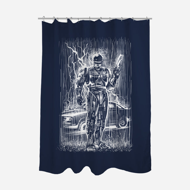 Cop Under The Rain-None-Polyester-Shower Curtain-zascanauta