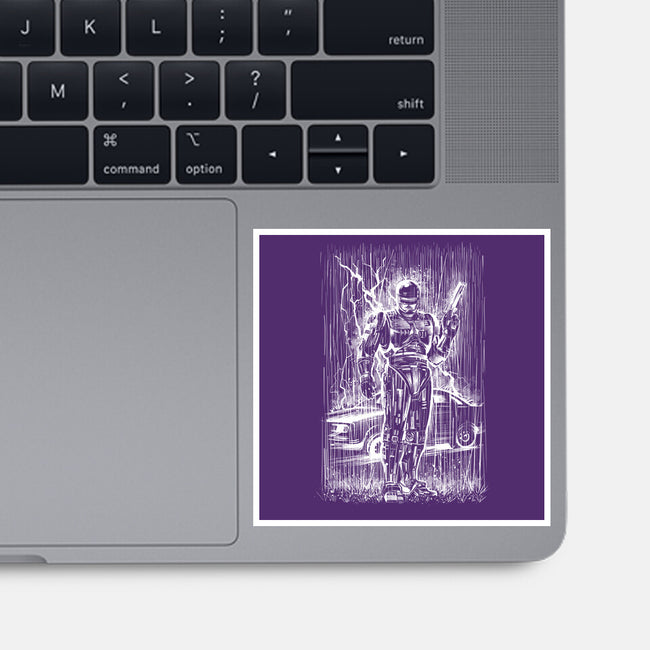 Cop Under The Rain-None-Glossy-Sticker-zascanauta