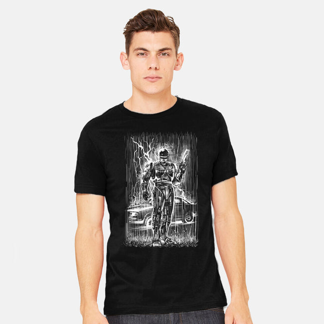 Cop Under The Rain-Mens-Heavyweight-Tee-zascanauta