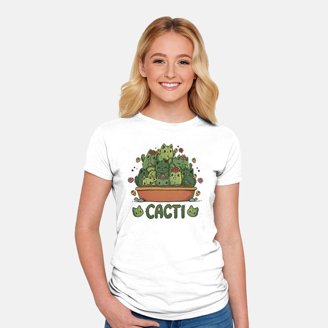 Cacti Kitties-Womens-Fitted-Tee-Vallina84