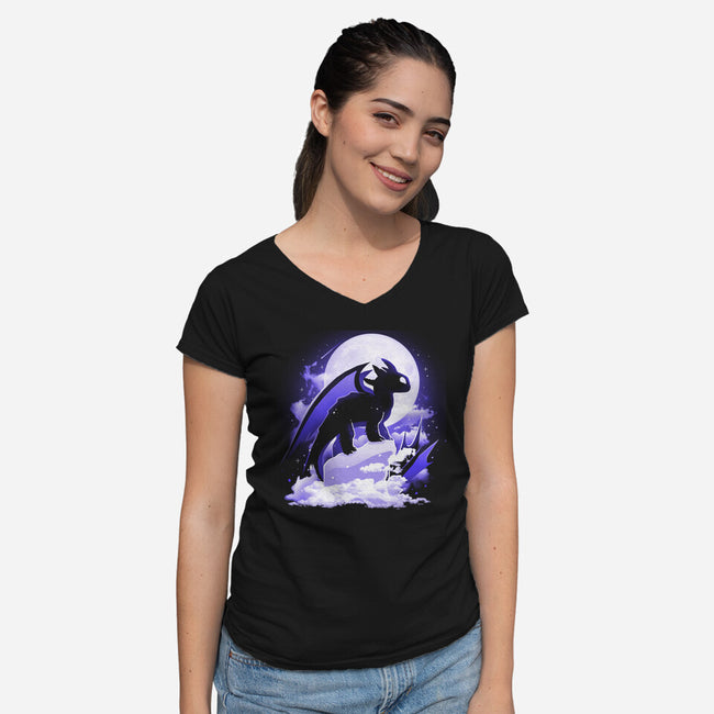 The Darkness Dragon-Womens-V-Neck-Tee-Vallina84