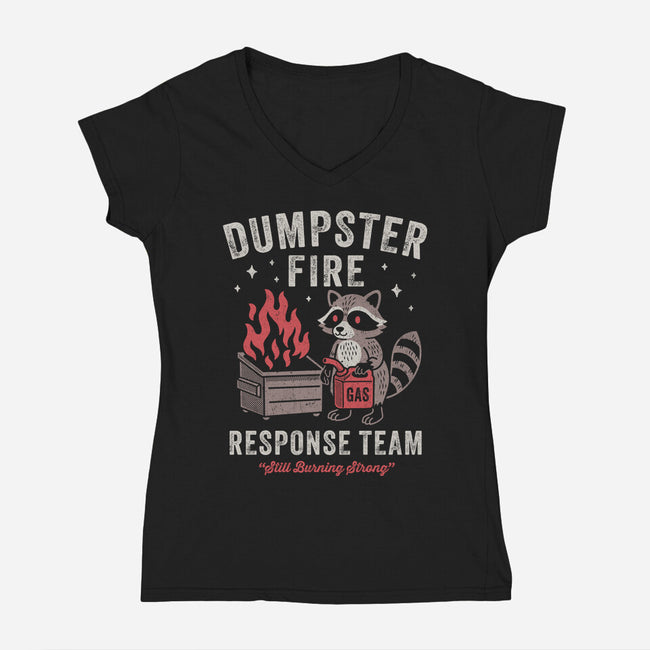 Dumpster Fire Response Team-Womens-V-Neck-Tee-Nemons