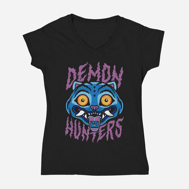 Demon Hunters-Womens-V-Neck-Tee-Nemons