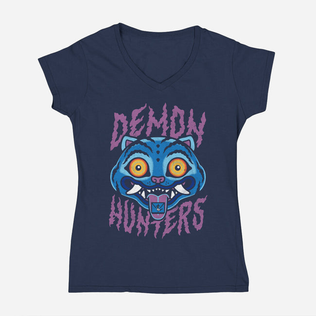 Demon Hunters-Womens-V-Neck-Tee-Nemons