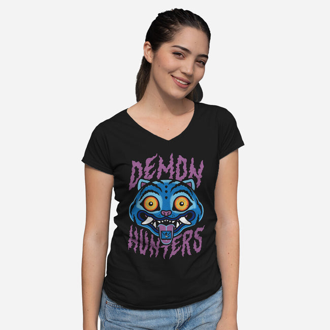 Demon Hunters-Womens-V-Neck-Tee-Nemons