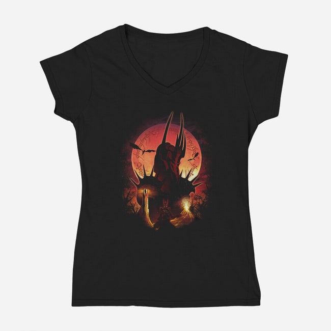 The Dark Lord Sauron-Womens-V-Neck-Tee-dandingeroz