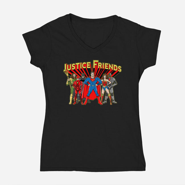 Justice Friends-Womens-V-Neck-Tee-demonigote