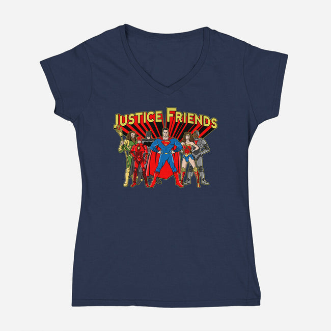 Justice Friends-Womens-V-Neck-Tee-demonigote