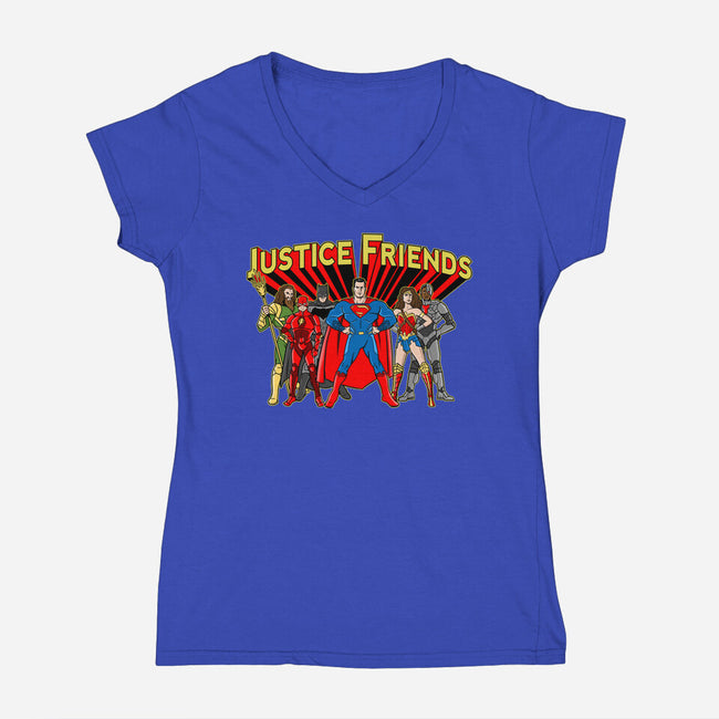 Justice Friends-Womens-V-Neck-Tee-demonigote