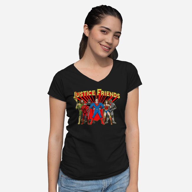 Justice Friends-Womens-V-Neck-Tee-demonigote