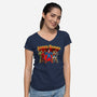 Justice Friends-Womens-V-Neck-Tee-demonigote