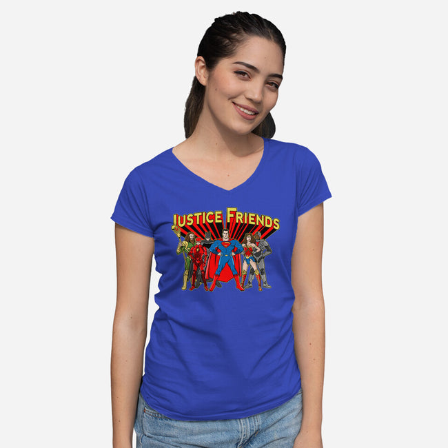 Justice Friends-Womens-V-Neck-Tee-demonigote