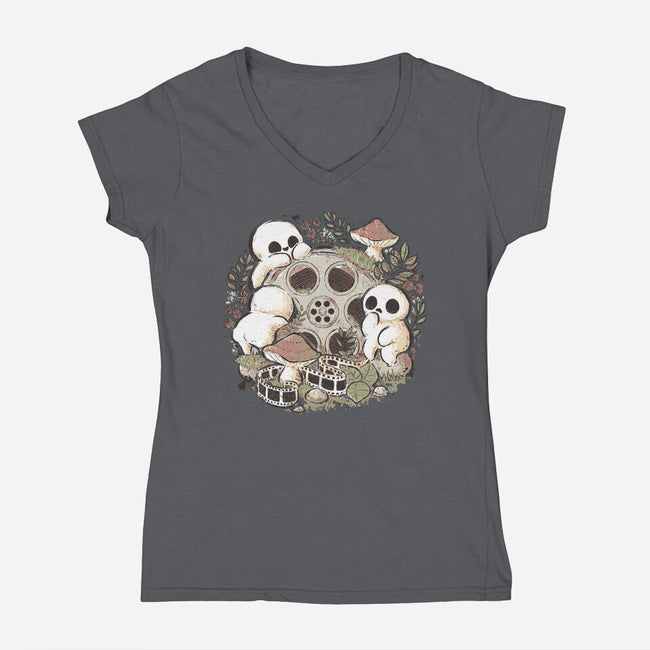 Kodama Forest Movie-Womens-V-Neck-Tee-xMorfina