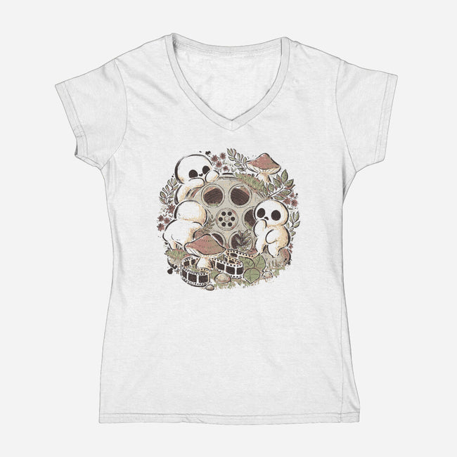 Kodama Forest Movie-Womens-V-Neck-Tee-xMorfina