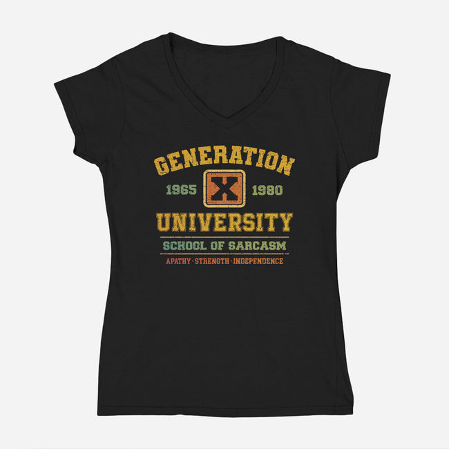 Generation X University-Womens-V-Neck-Tee-kg07