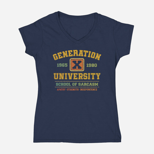 Generation X University-Womens-V-Neck-Tee-kg07