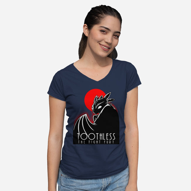 The Dark Dragon-Womens-V-Neck-Tee-joerawks
