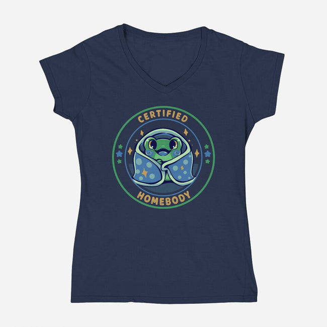Certified Homebody-Womens-V-Neck-Tee-TechraNova