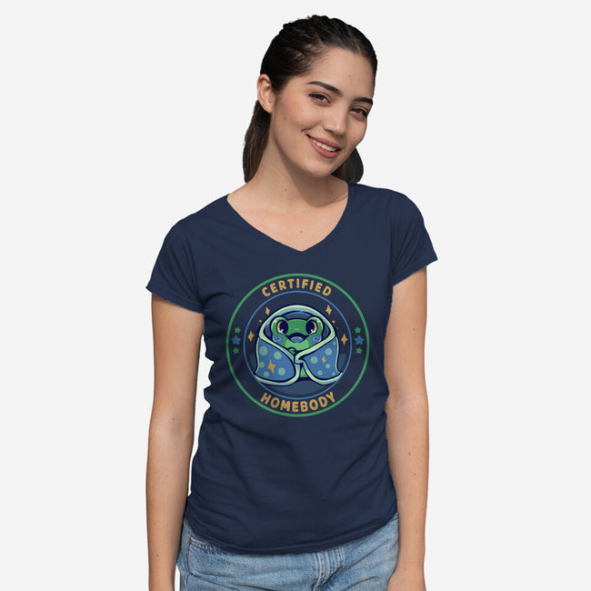 Certified Homebody-Womens-V-Neck-Tee-TechraNova