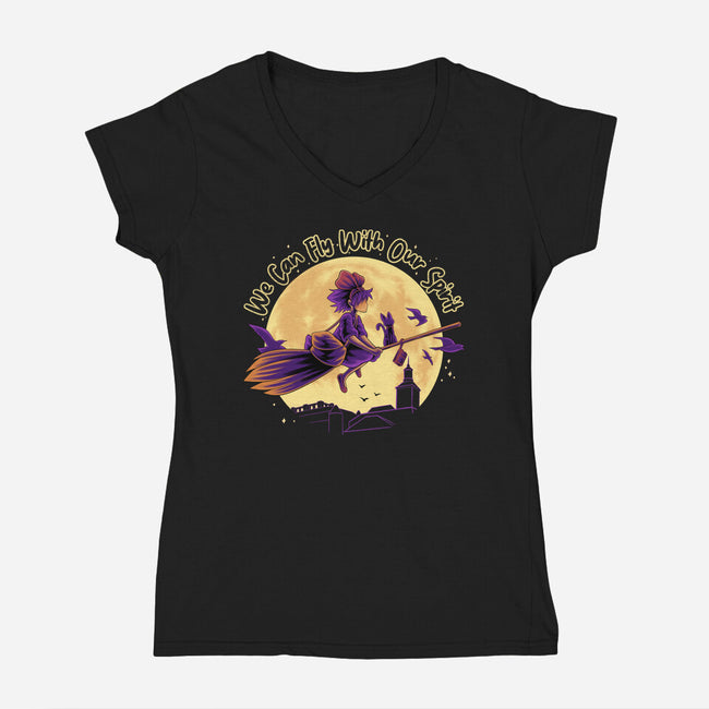 Fly With Our Spirit-Womens-V-Neck-Tee-rmatix