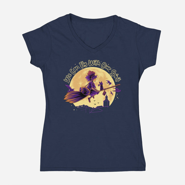 Fly With Our Spirit-Womens-V-Neck-Tee-rmatix