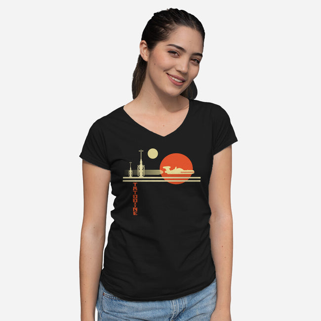 A Night On Tatooine-Womens-V-Neck-Tee-palmstreet