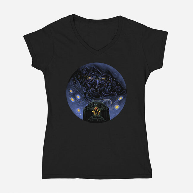 War Of Gods Starry Night-Womens-V-Neck-Tee-Astrobot Invention