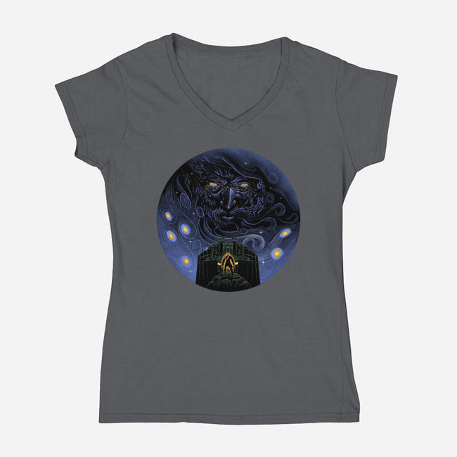 War Of Gods Starry Night-Womens-V-Neck-Tee-Astrobot Invention