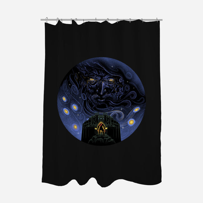 War Of Gods Starry Night-None-Polyester-Shower Curtain-Astrobot Invention