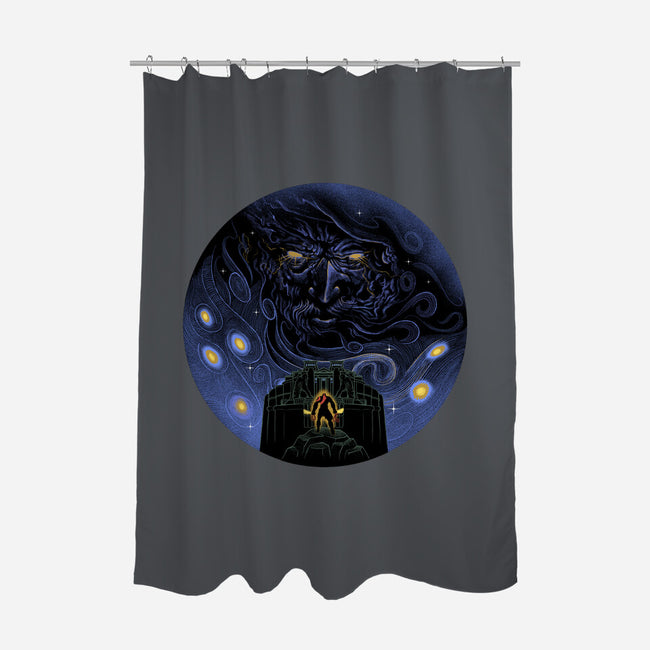 War Of Gods Starry Night-None-Polyester-Shower Curtain-Astrobot Invention