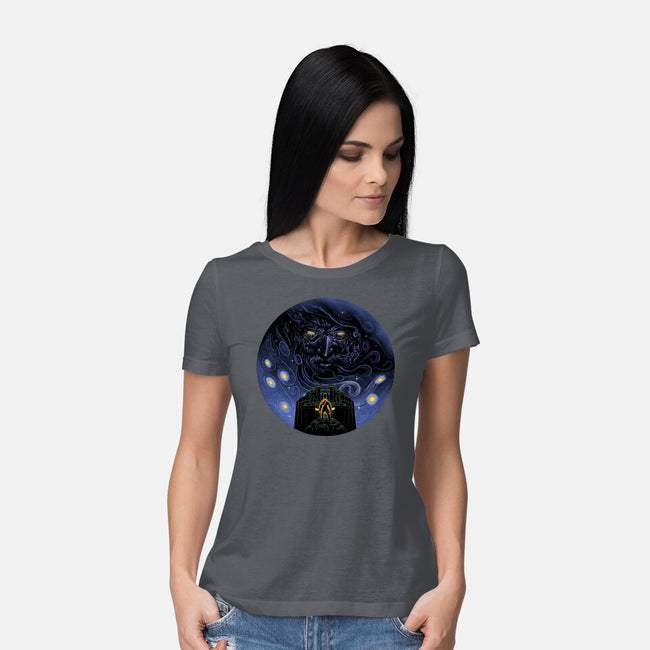 War Of Gods Starry Night-Womens-Basic-Tee-Astrobot Invention
