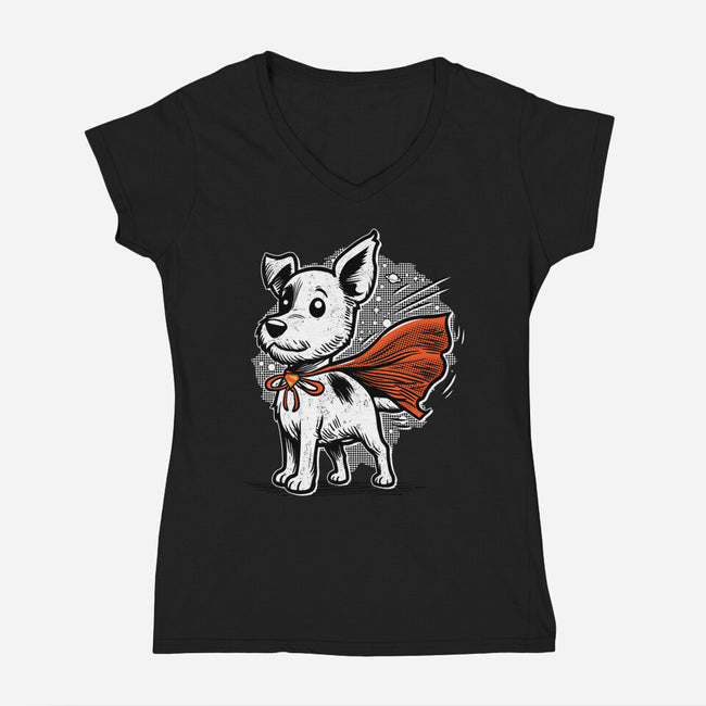 The Super Dog-Womens-V-Neck-Tee-palmstreet